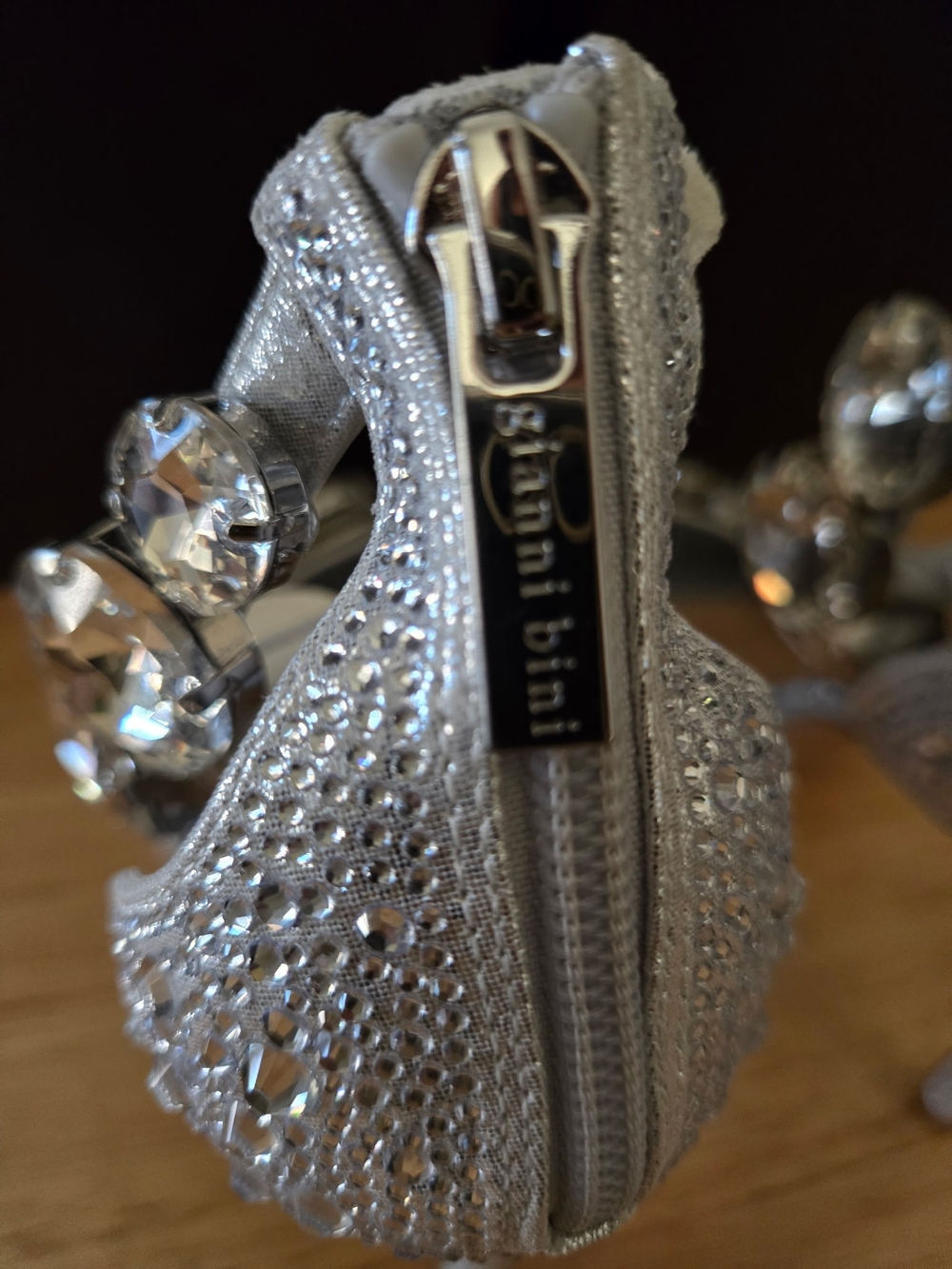Gianni Bini Oaklynn Rhinestone Jeweled Ankle Cuff Dress Sandals  Size  9.5 - Picture 5 of 10